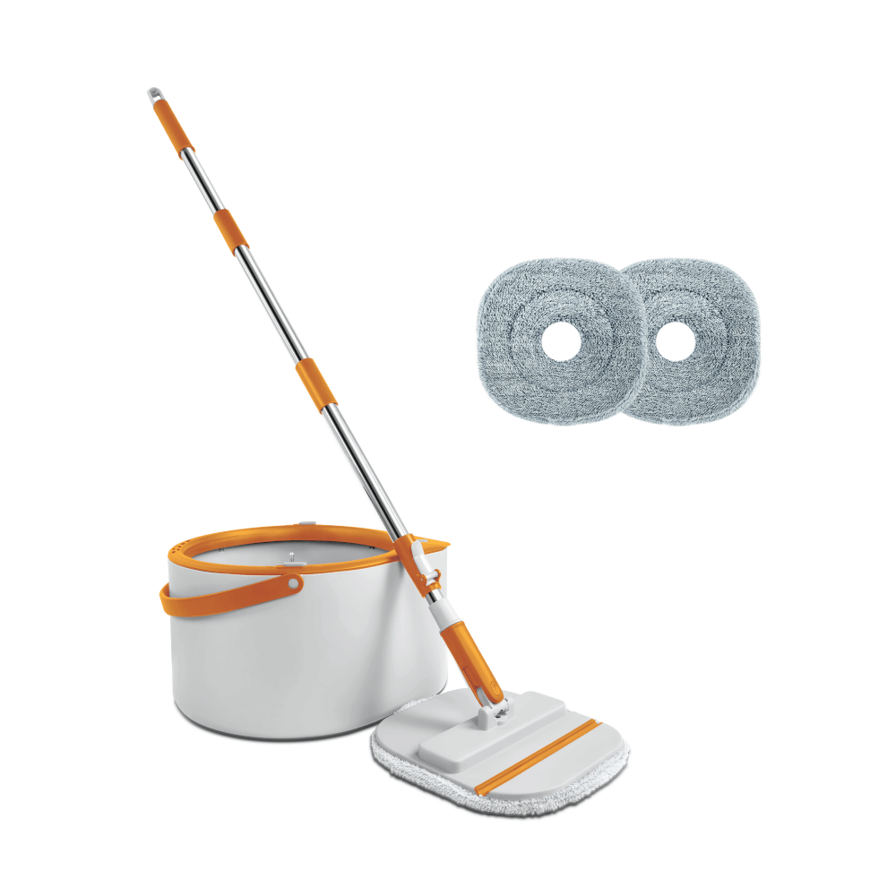 ชุดอุปกรณ์ถังปั่นพร้อมไม้ม็อบ SJEASYMOP รุ่น LOCATION MOP สีส้ม พร้อมถังแยกน้ำดีน้ำเสีย_0
